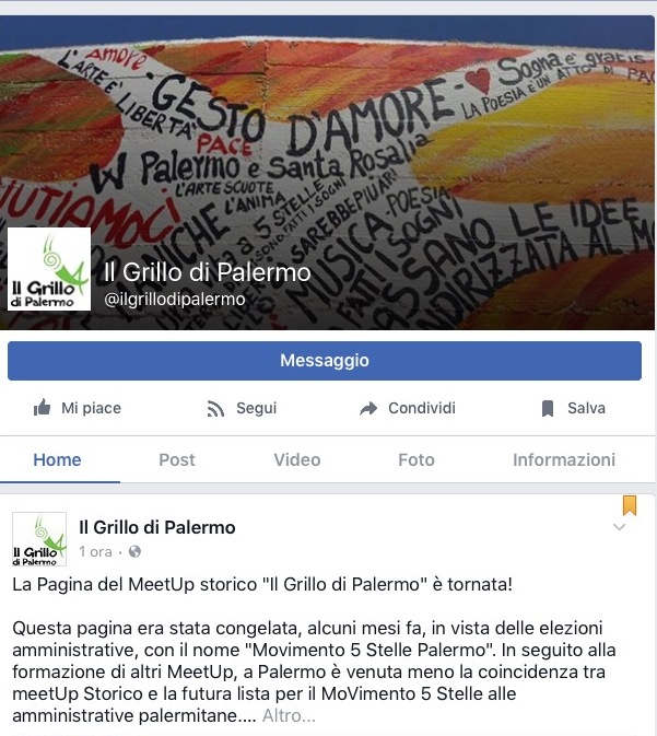 pagina Facebook il grillo di palermo